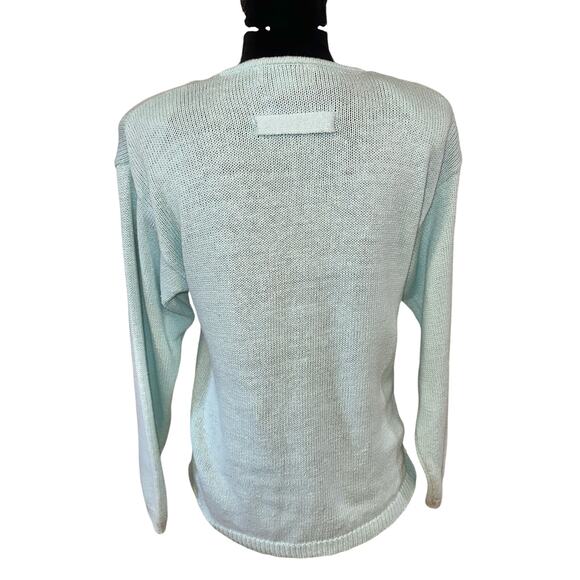 Vtg Club Sportif De Paris Pullover Sweater Size M Baby Blue V Neck Button Detail - Picture 3 of 11
